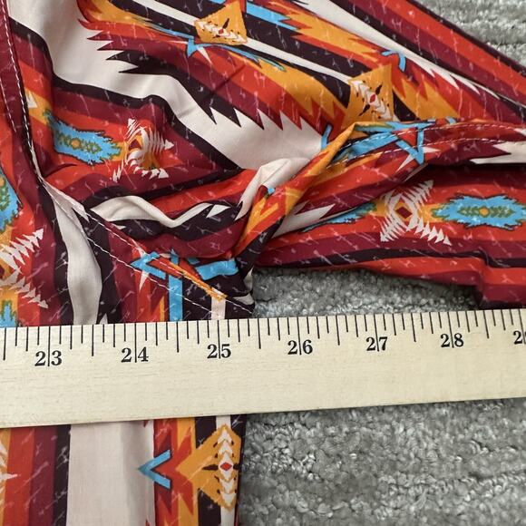 Rock & Roll Denim Shirt Mens XL Orange Blue Western Pearl Snap Aztec Retro - Picture 11 of 12